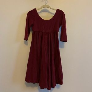 2T swing burgundy dress with pockets